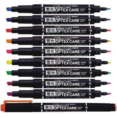 ZEBRA OPTEX CARE WKCR1 雙頭螢光筆 <10色套裝> - Zebra OA-00486