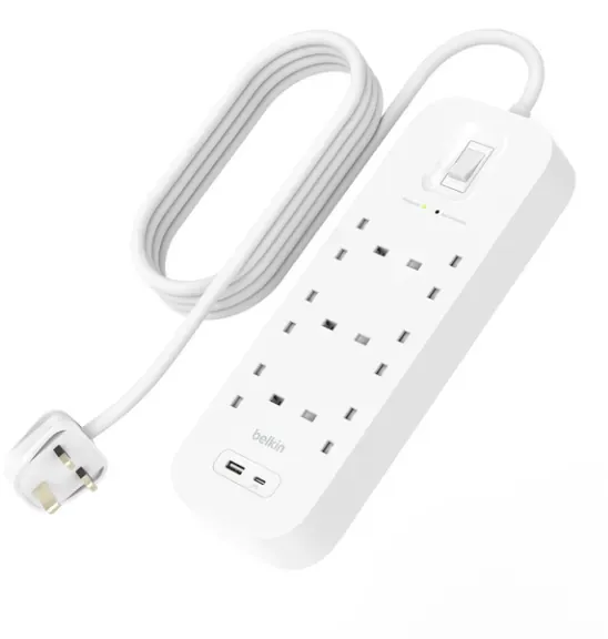 Belkin Connect 6位防雷保護拖板 (1個USB C, 1個USB A, 2米電源線) - SRB002af2M-MY - Belkin OA-04410